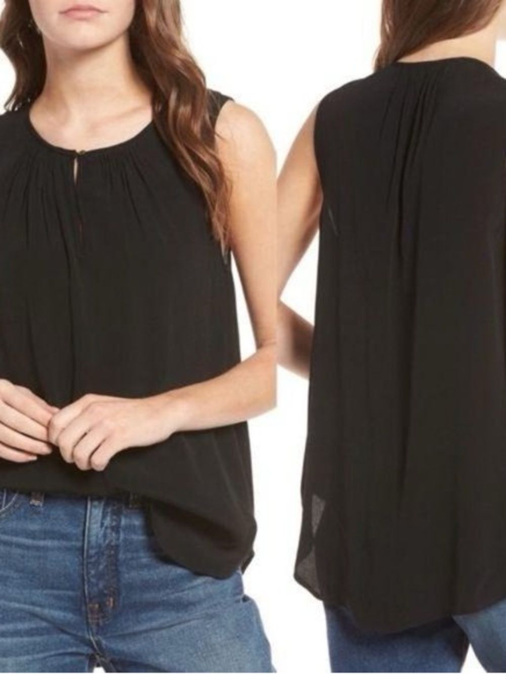 Madewell Memory Keyhole Tank Top Black Small